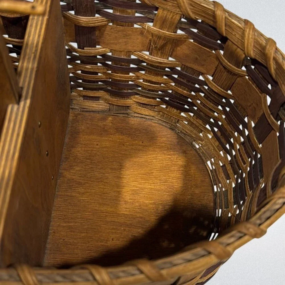 Heart Quilt Maker Caddy Vintage Basket with Wood Bottom & Spooler 19 inch
